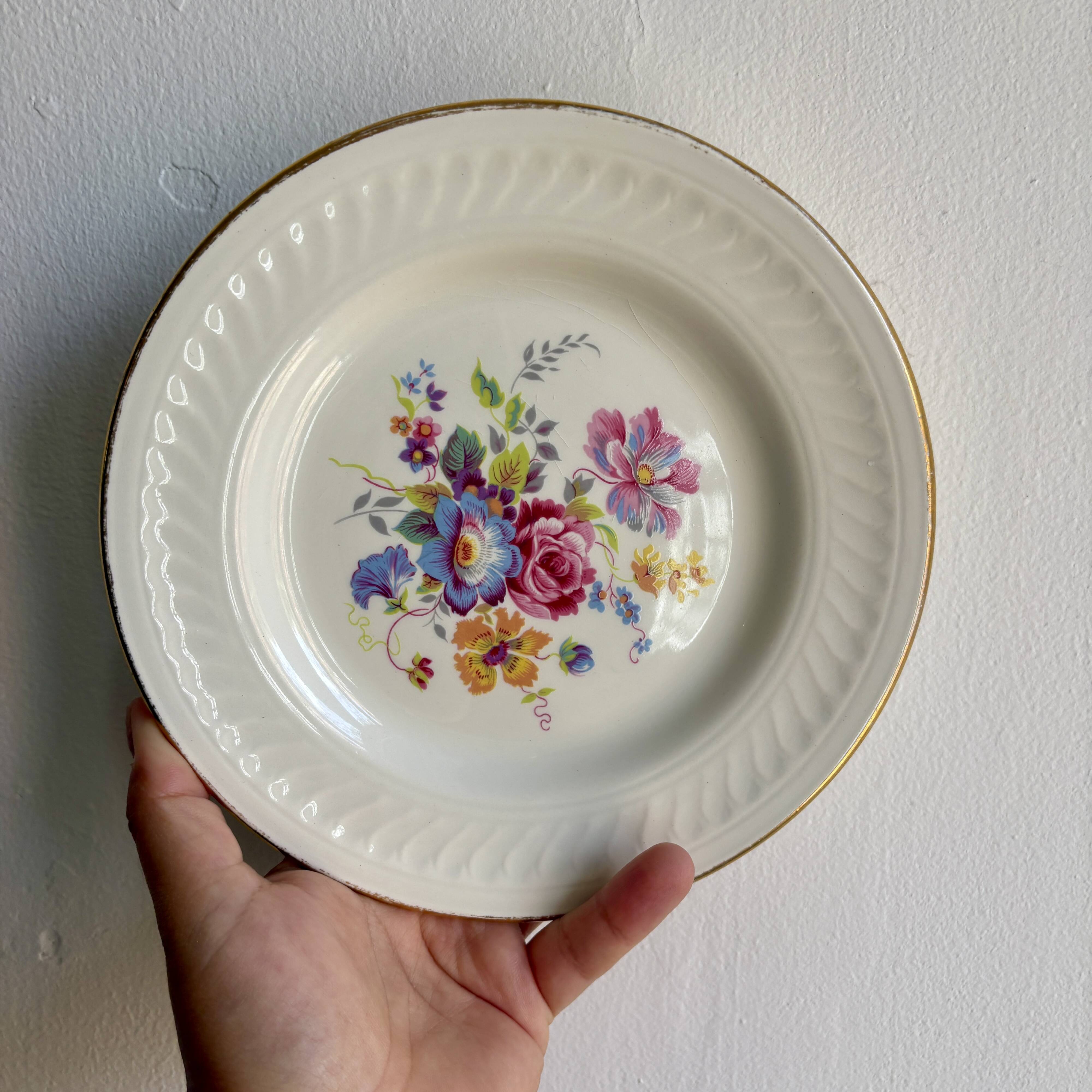 Set of 8 vintage dessert plates - Fleurette by Gien