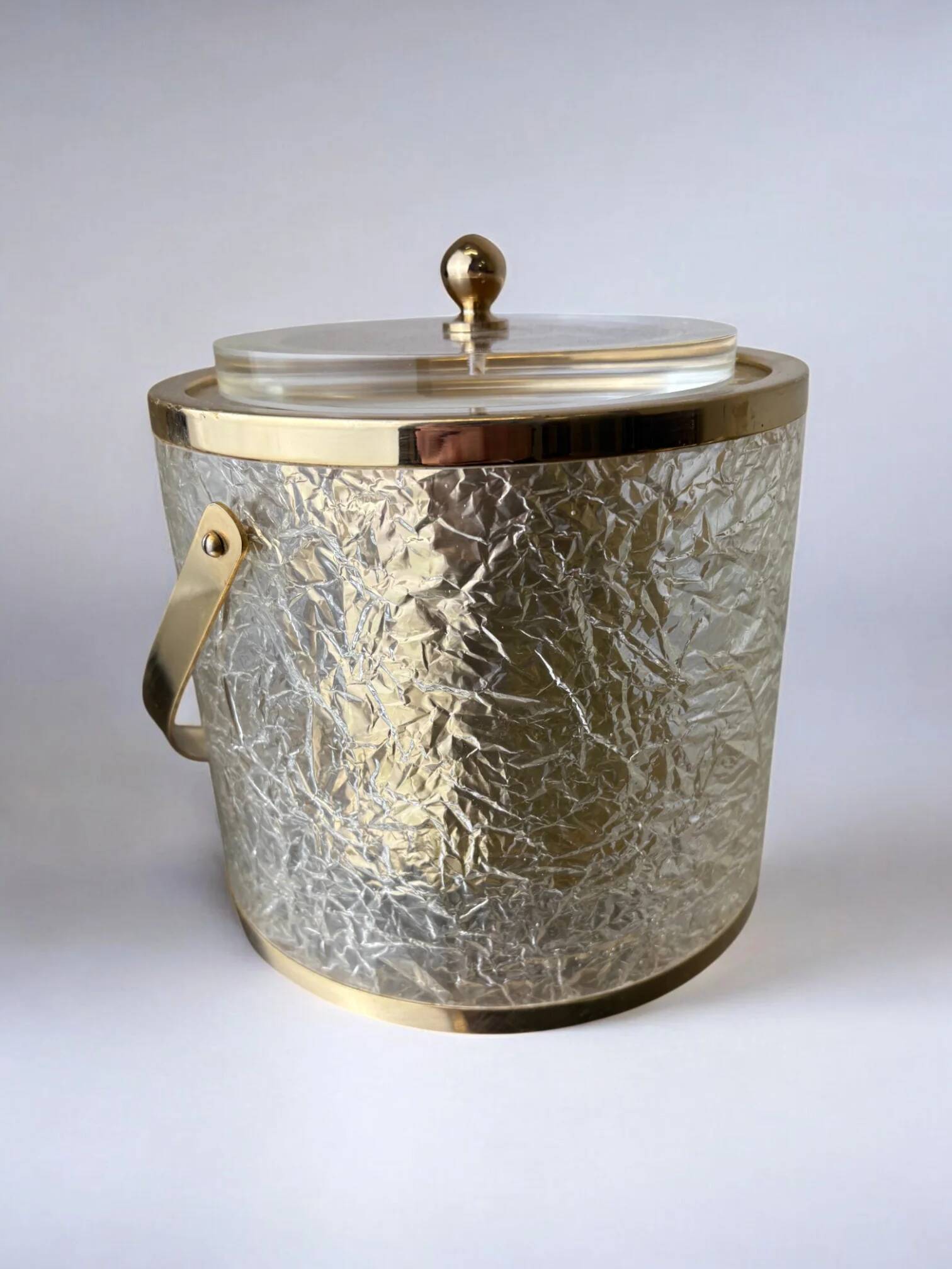 Dior style lucite ice bucket with tongs, Italy, 1970