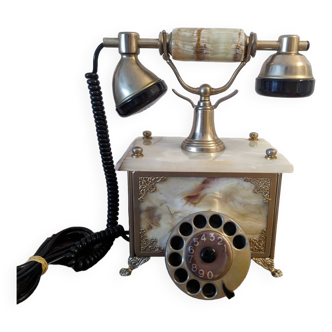 Téléphone années 50/60 en marbre et laiton