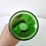 Vintage Green Empoli Italian Glass Carafe With Fleur De Lys Seal Stopper