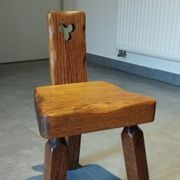Tripod chair for children, Scandinavian chalet brutalist design.