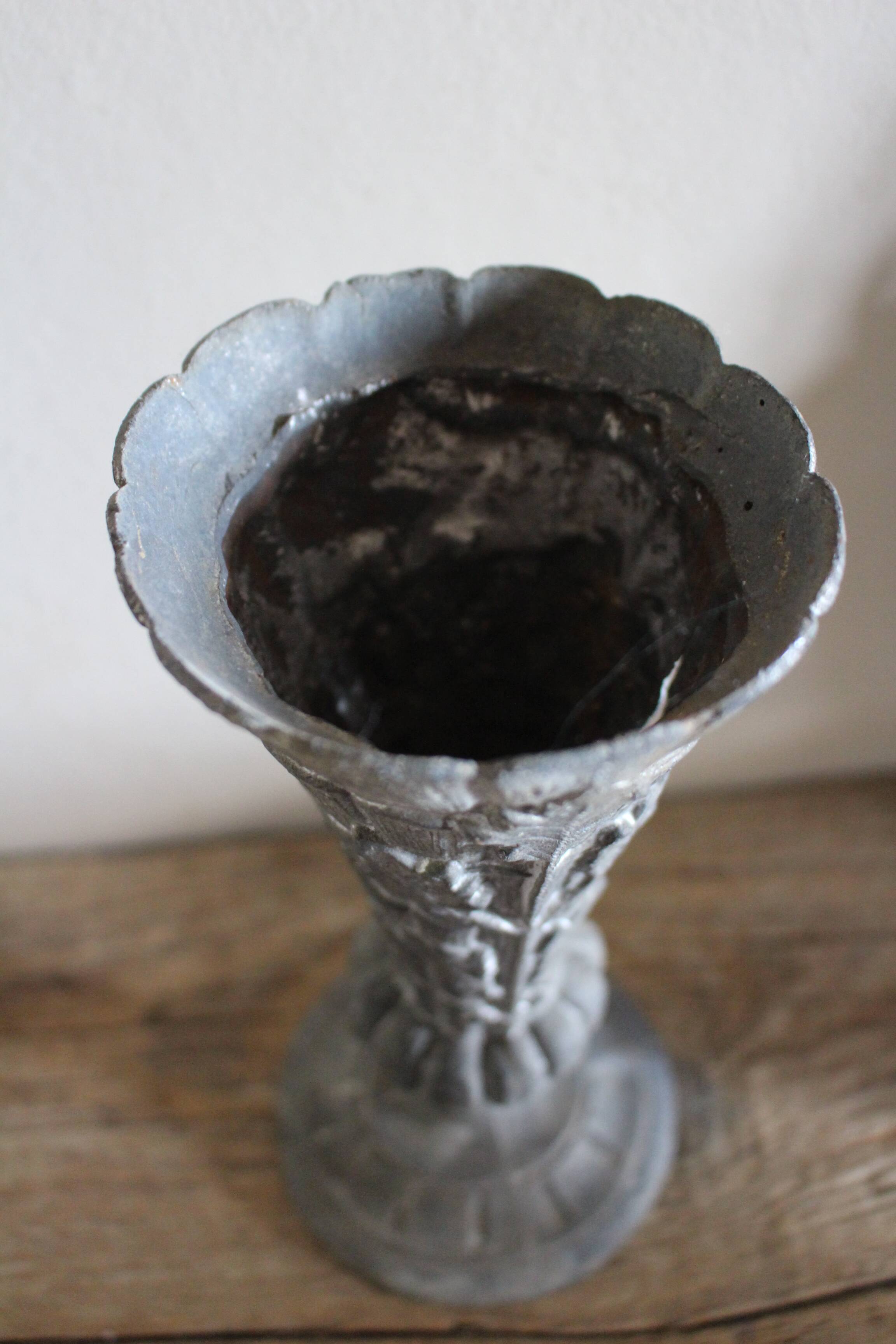 Cemetery Pedestal Vase with Pewter