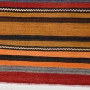 6x9 Green Orange Striped Turkish Vintage Kilim Rug 174x272Cm SK 2311