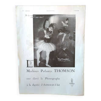 Une publicité papier issue revue  1934 : machine parlantes Thomson  illustration danseuse