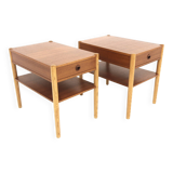 Pair of teak and oak bedside tables, Sweden, 1960