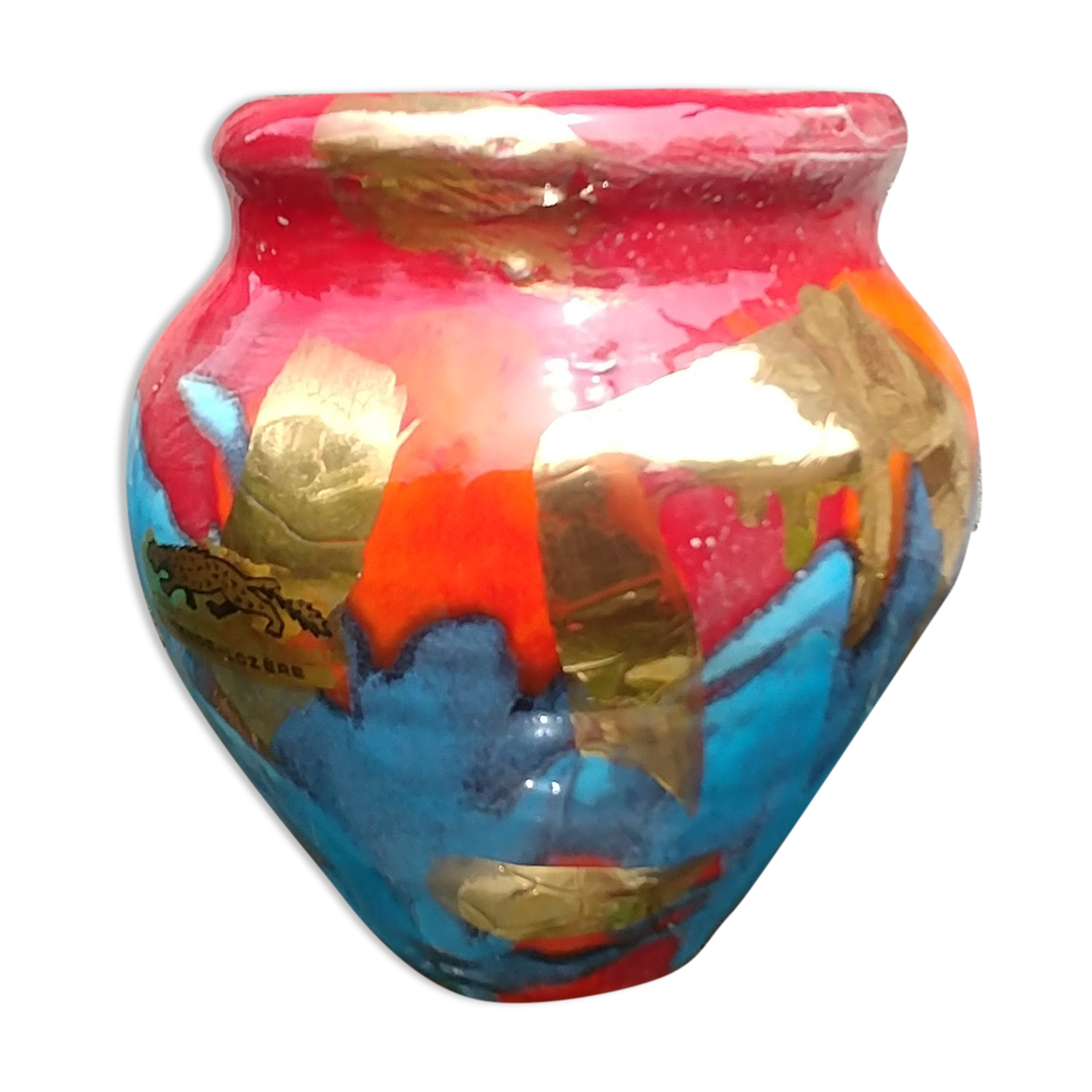 Glazed ceramic vase vintage 60s ceramics of gévaudan