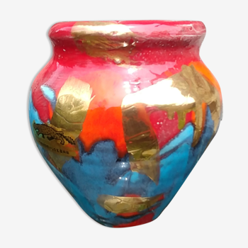 Glazed ceramic vase vintage 60s ceramics of gévaudan