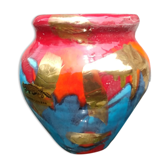 Vase en céramique vernissée vintage années 60 des céramiques du gévaudan