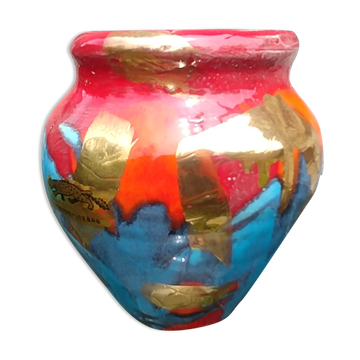 Vase en céramique vernissée vintage années 60 des céramiques du gévaudan