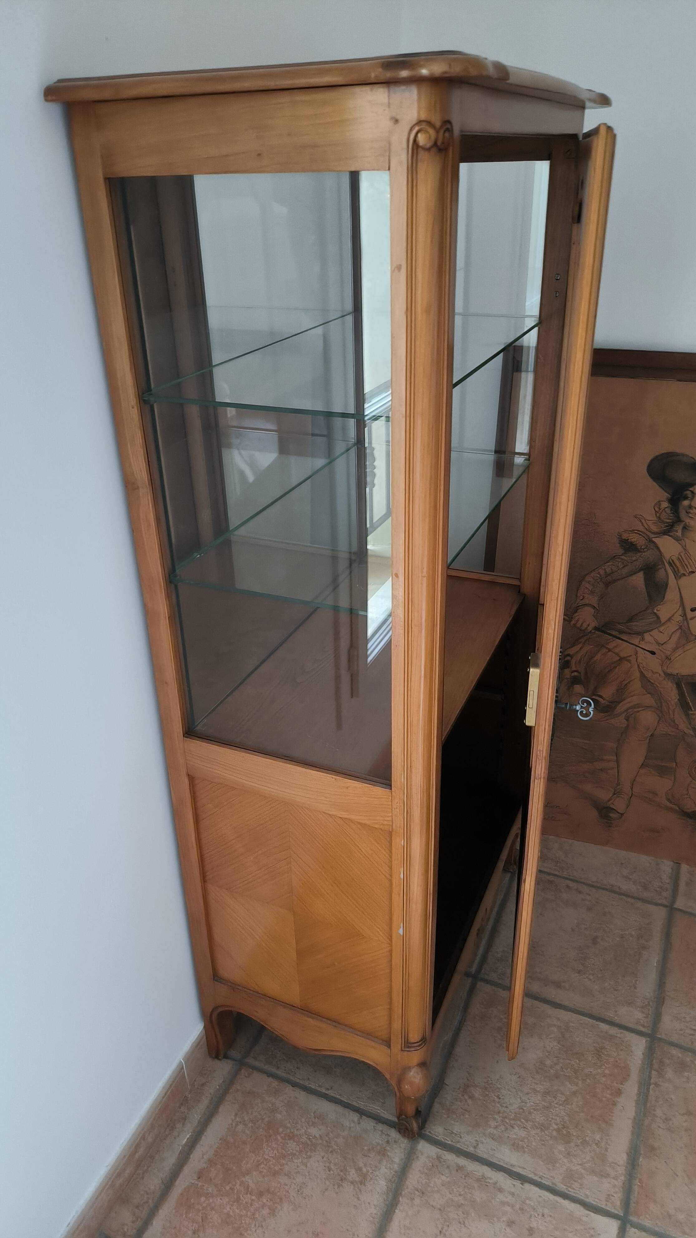 Antique solid wood display cabinet