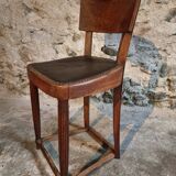 Antique French beech chair – Early 1900s – Solid curved backrest