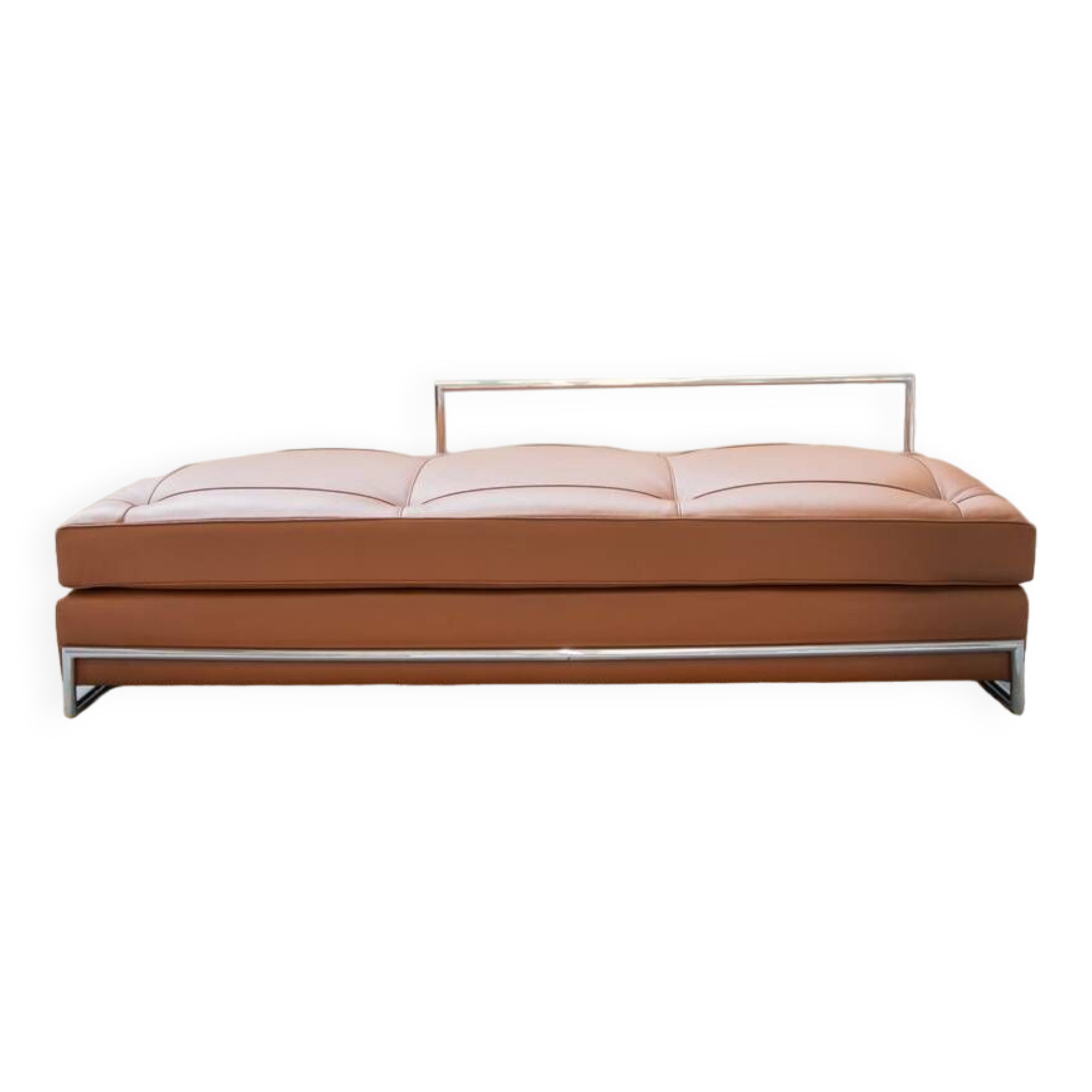 Cognac leather sofa bed, handmade by Eileen Gray, 1980/1990