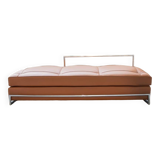 Cognac leather sofa bed, handmade by Eileen Gray, 1980/1990