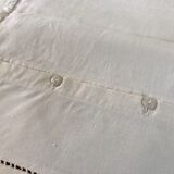 Old pillowcase in linen and openwork cotton early twentieth century