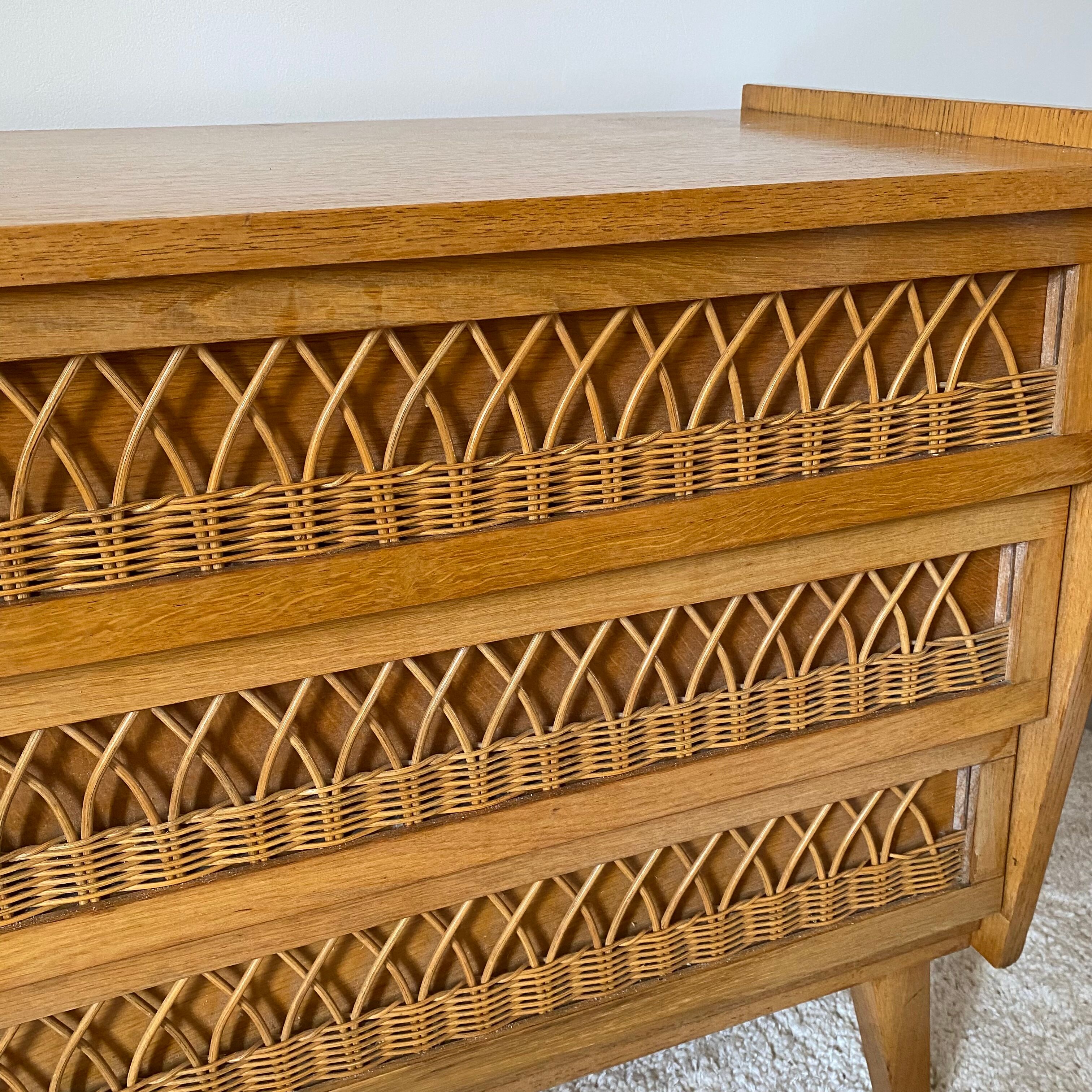 Vintage rattan chest of drawers
