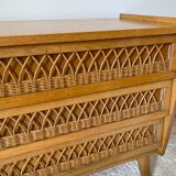 Vintage rattan chest of drawers