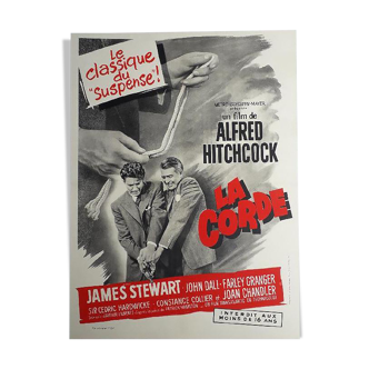 Affiche cinéma "La Corde" Alfred Hitchcock, James Stewart 60x80cm 1963