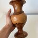 Vintage hand-turned solid olive wood vase - 1970s-80s