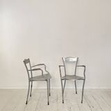 Set of French Armchairs in Metal and Copper, 1980s