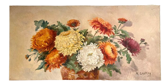 Tableau huile sur toile nature morte 100x50cm