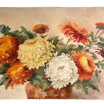 Tableau huile sur toile nature morte 100x50cm