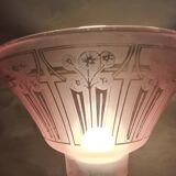 Art deco lamp lampshade pink 1930 with opaque pattern fleural electricity new nf