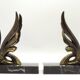 French Art Deco Bronzed Effect Spelter Swan Book Ends Black Marble Base
