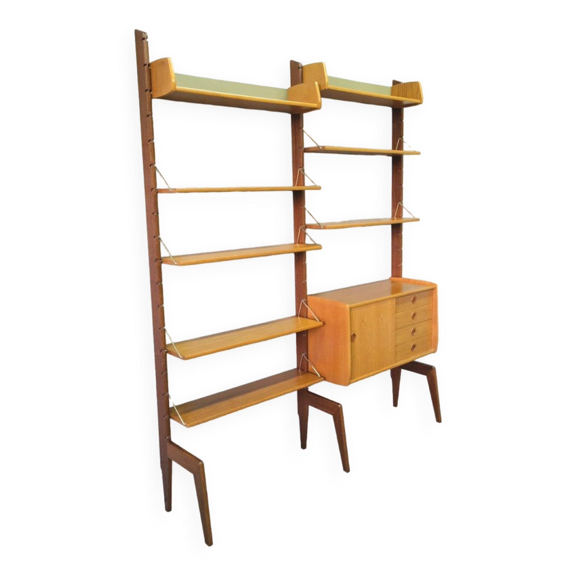Mid-Century Modular Free-Standing Teak Wall Unit  by John Texmon for Blindheim Mobelfabrik, Norway,
