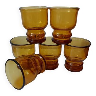 6 Amber Pernod glasses