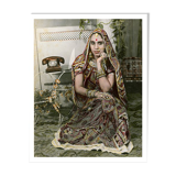Woman on phone photography portrait painted Rajasthan 60s