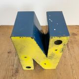Vintage Yellow Iron Letter N, 1970s