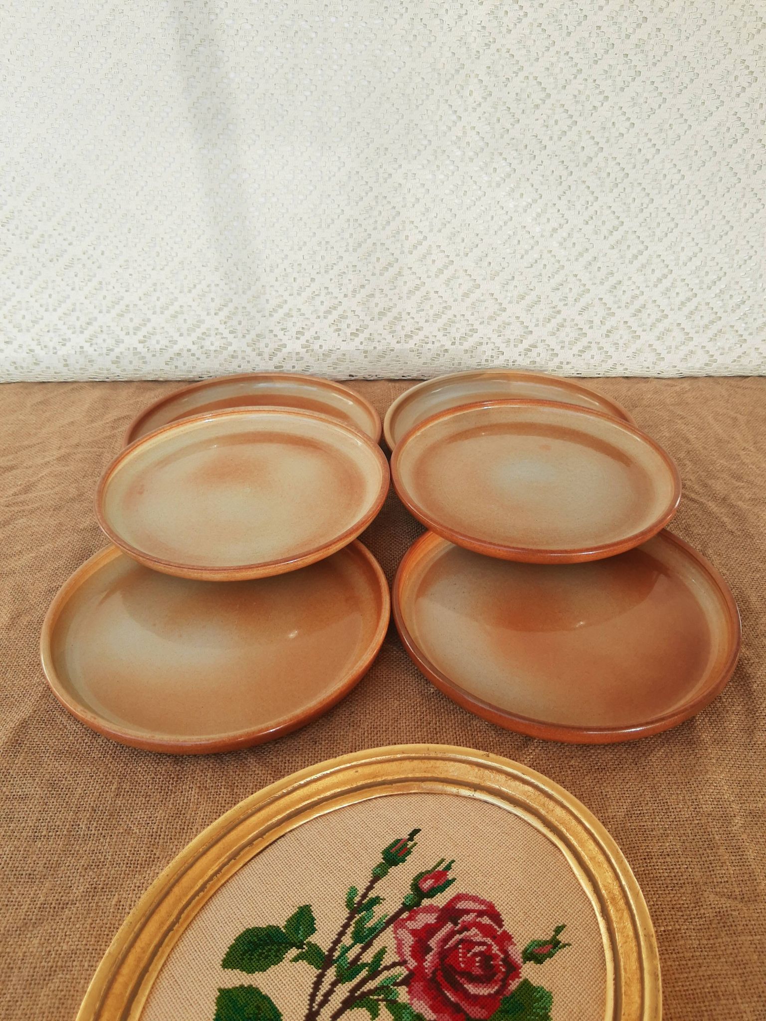 Set of 6 dessert plates in Montgolfier France vintage manufacture