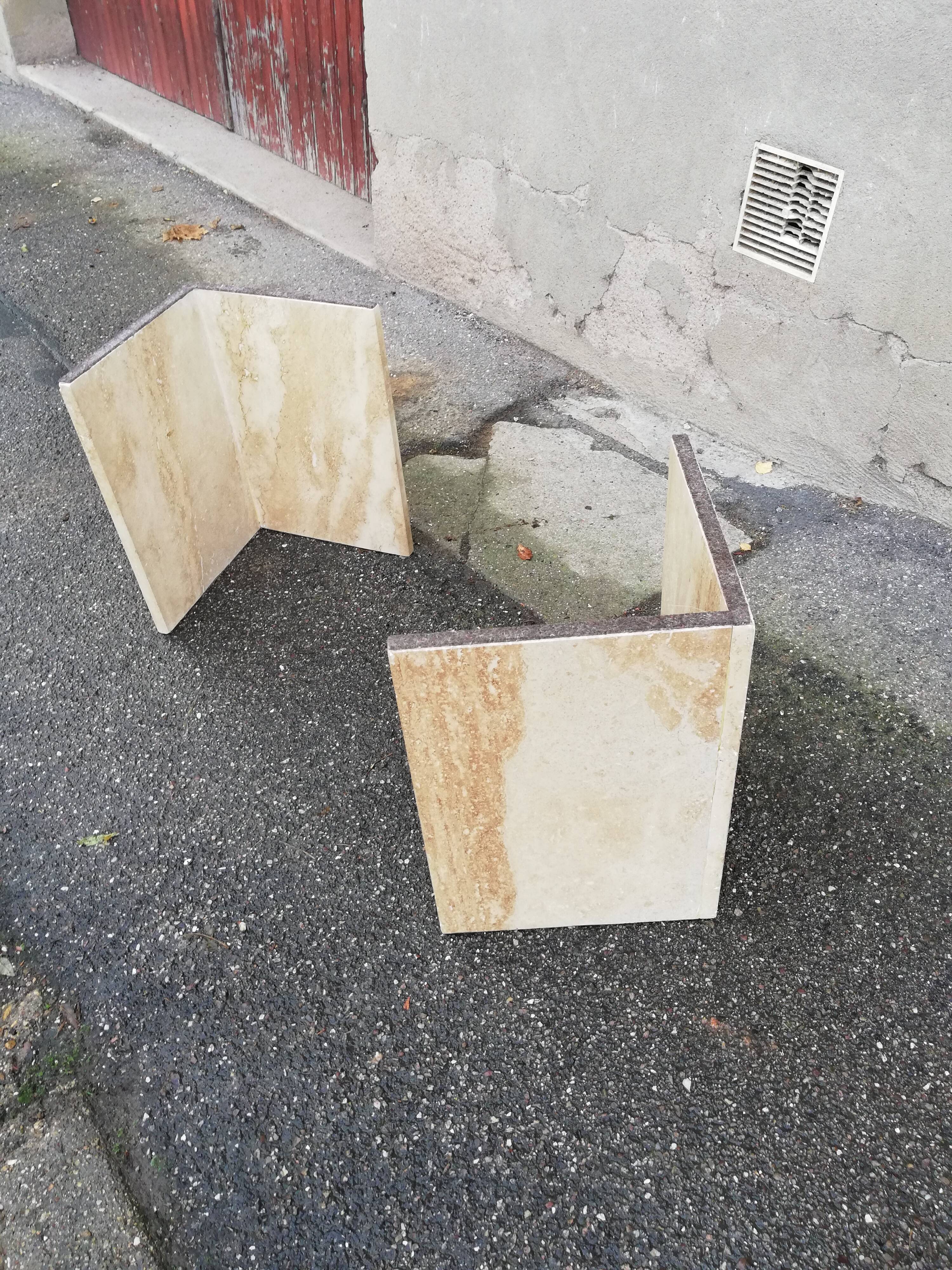 Vintage oval travertine coffee table