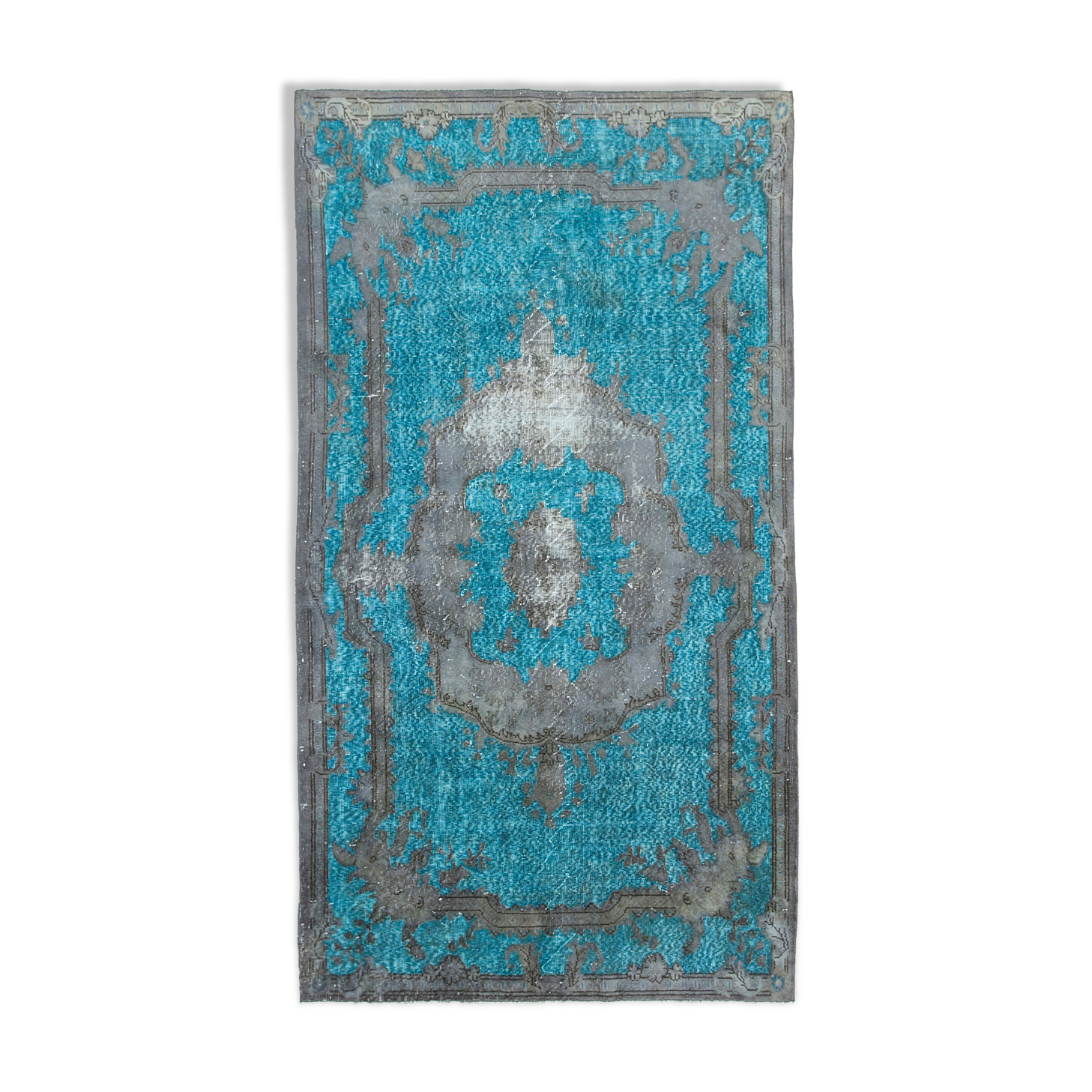 Hand-knotted unique anatolian 1980s 156 cm x 285 cm grey carpet