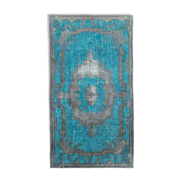 Tapis anatolien unique noué à la main années 1980 156 cm x 285 cm tapis gris