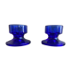 Pair of Vintage Cobalt Blue Moulded Glass Candle Holders #D991