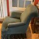 Napoleon III toad armchair, upholstered in fir green velvet, antique