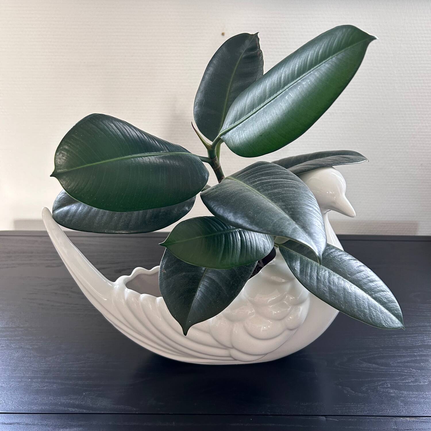 Large white bird cache pot