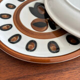 Set of 6 vintage 1970 Boch La Louvière dessert plates, kimono design.