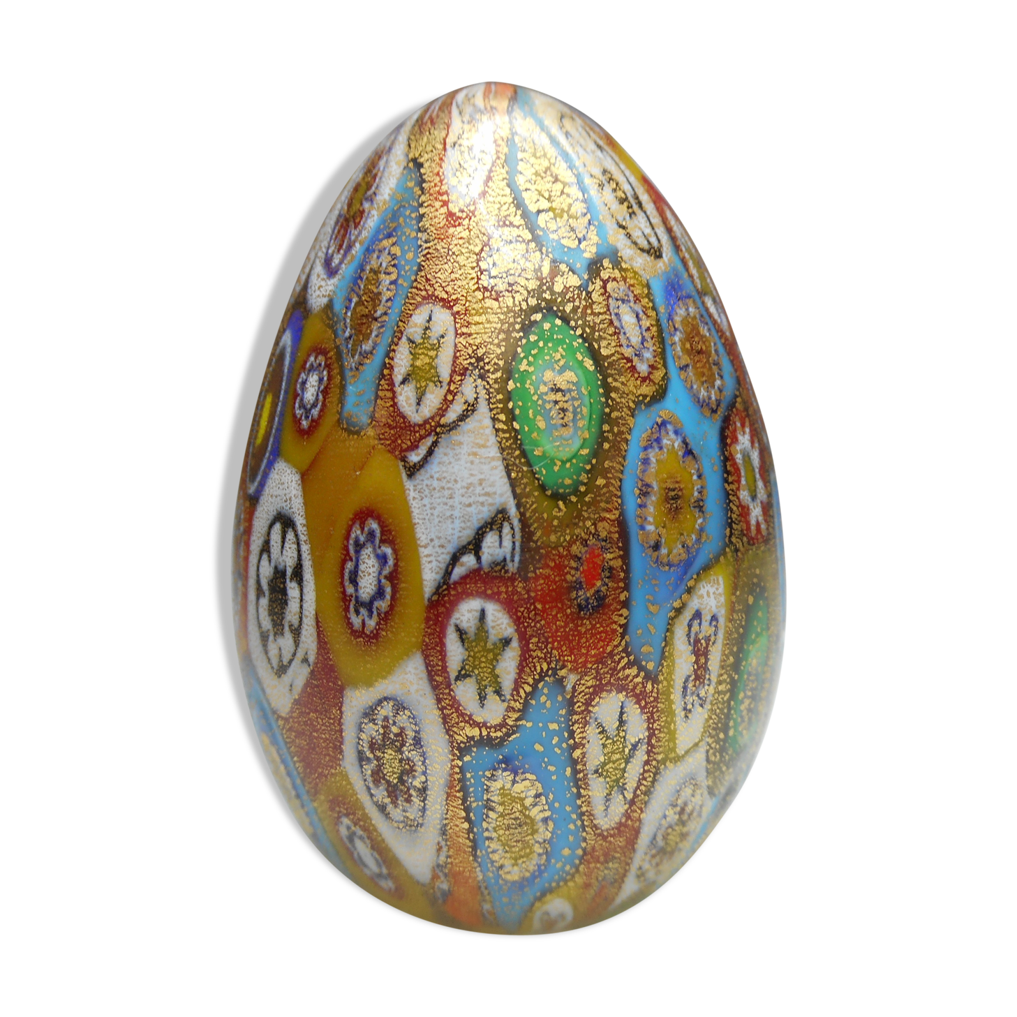 Murano Millefiori egg paper press golden powder