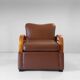 Fauteuil convertible Art Déco italien en éco-cuir marron.