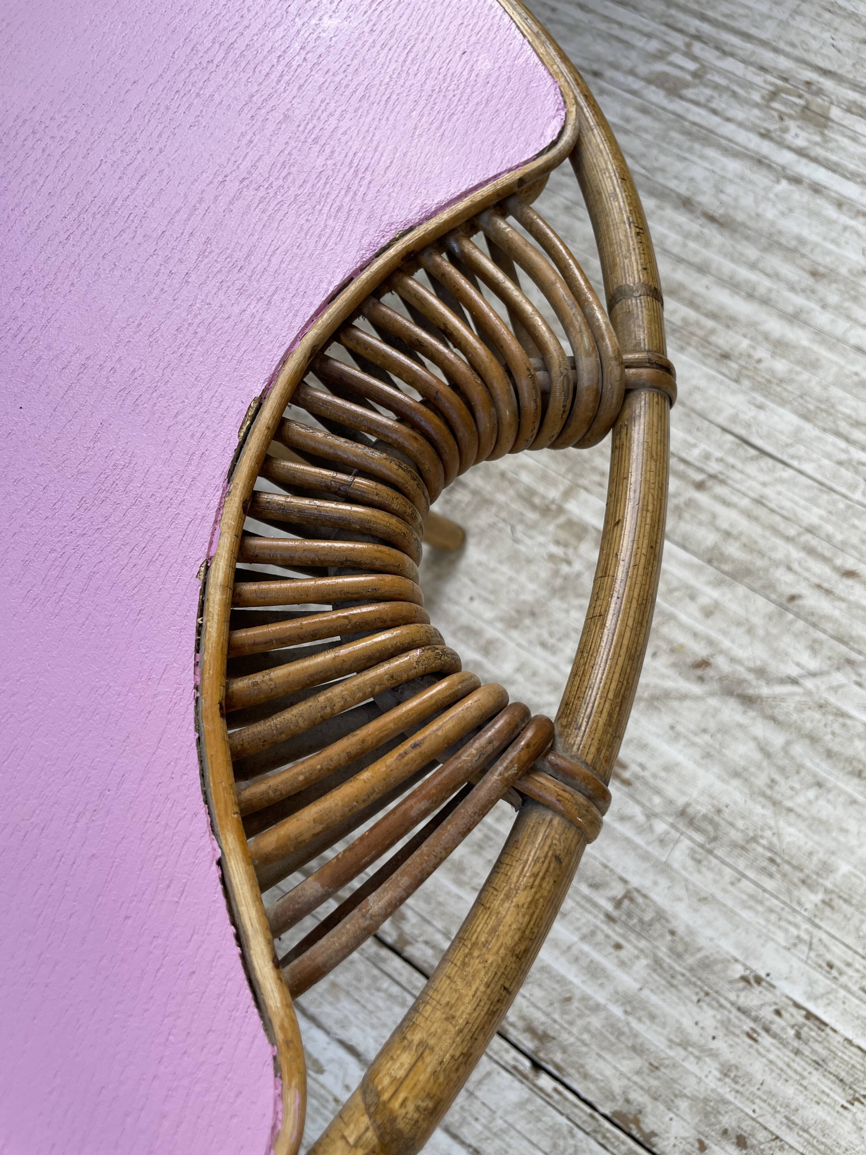 Vintage pink rattan coffee table