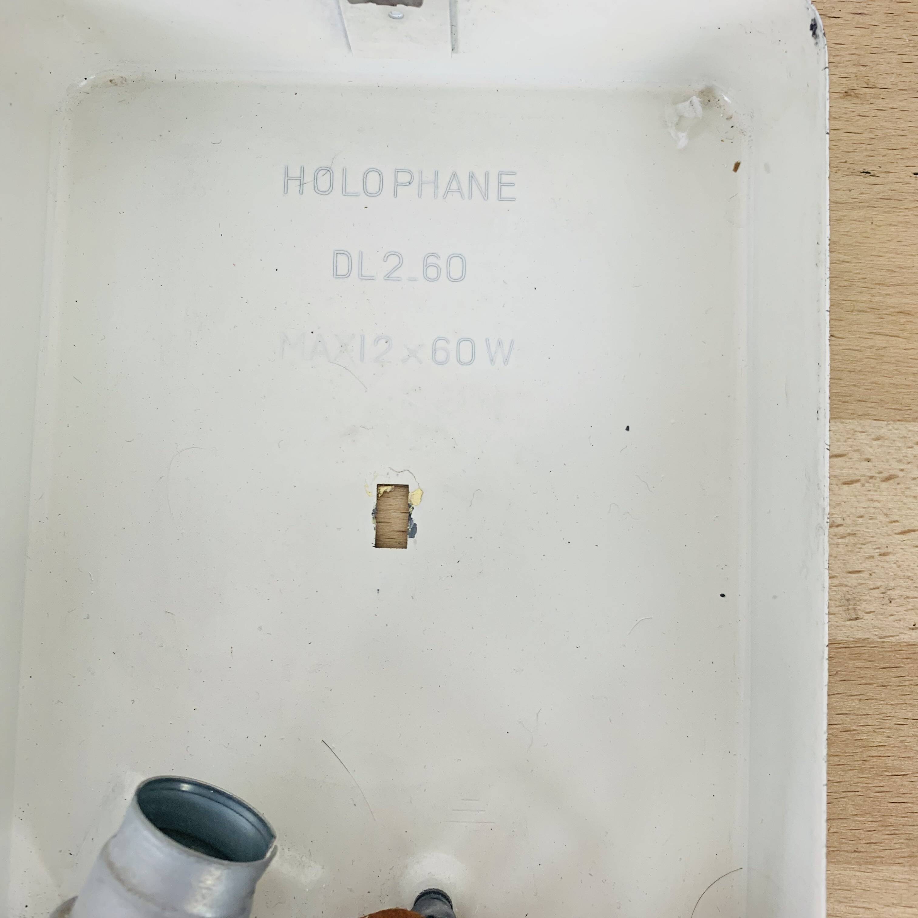 Holophane rectangular wall light in chiseled glass from the 60s