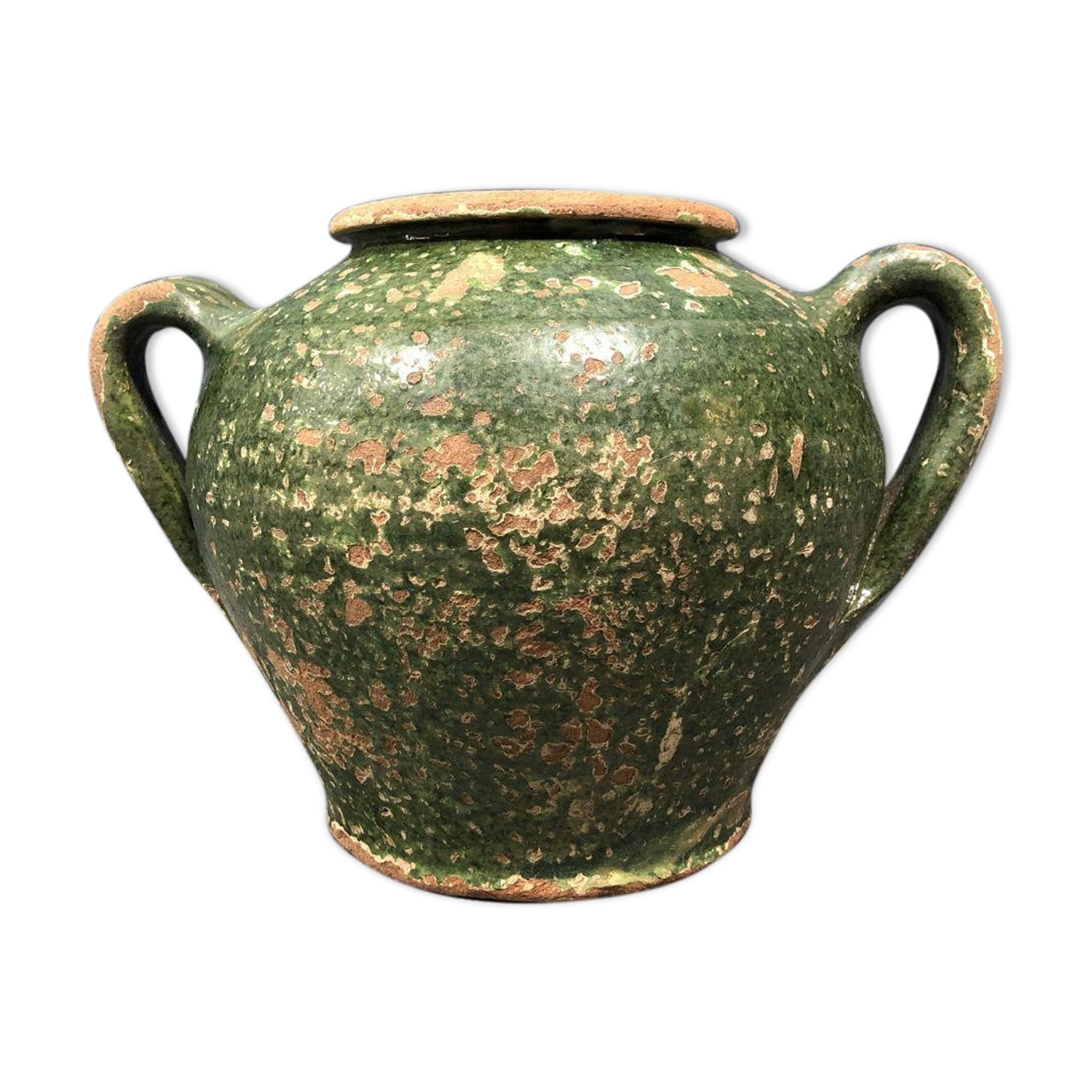 Dark green jug enamelled