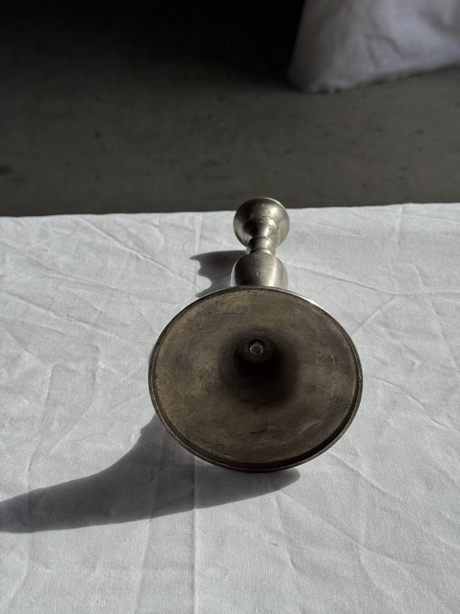 Antique silver-plated candlestick with baluster shaft H21 D9.5