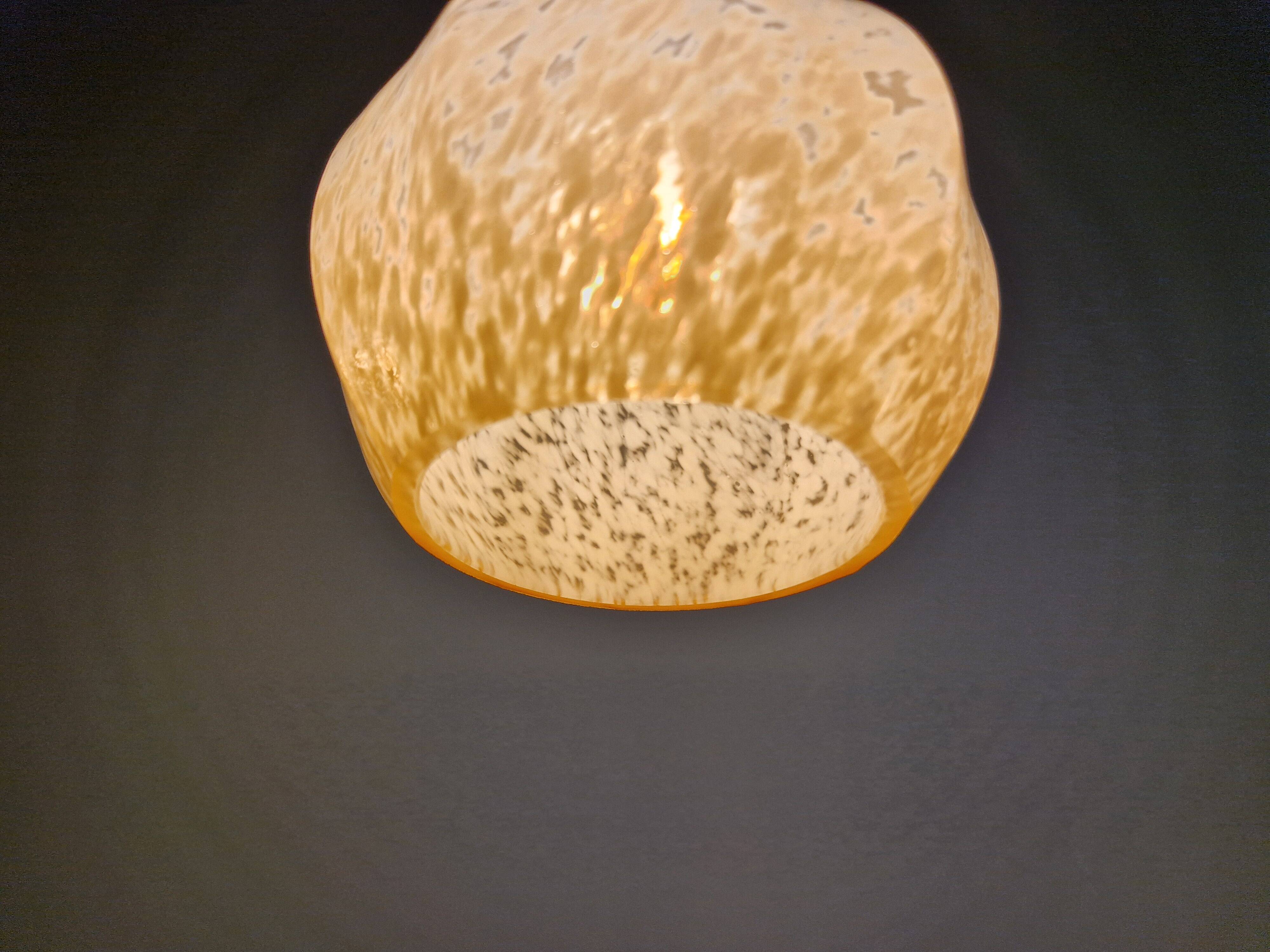 Art Deco pendant/lamp in pink speckled glass (2 available)