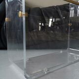 Magazine holder plexi and brass, David Lange, 1970