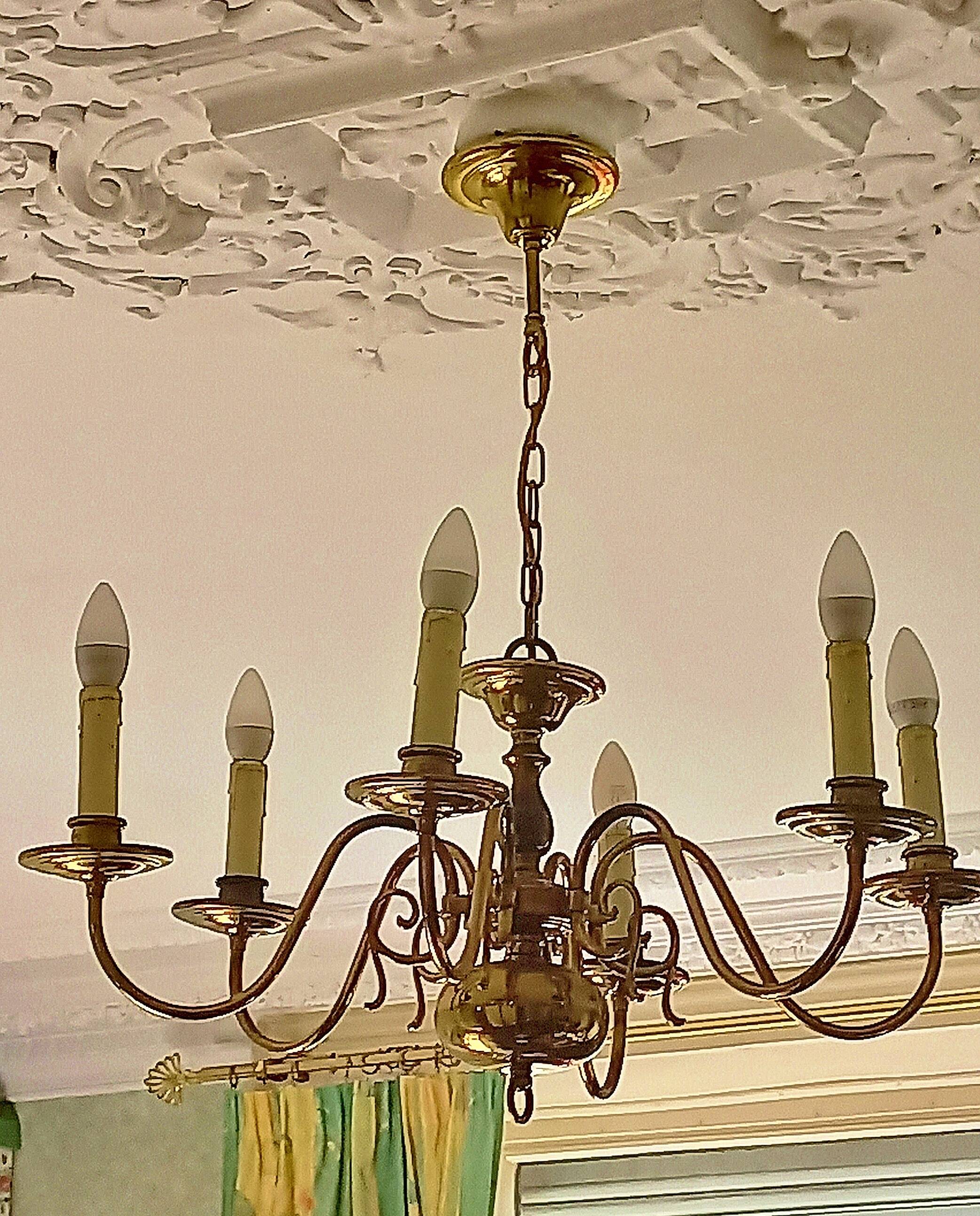 brass chandelier with 6 branches