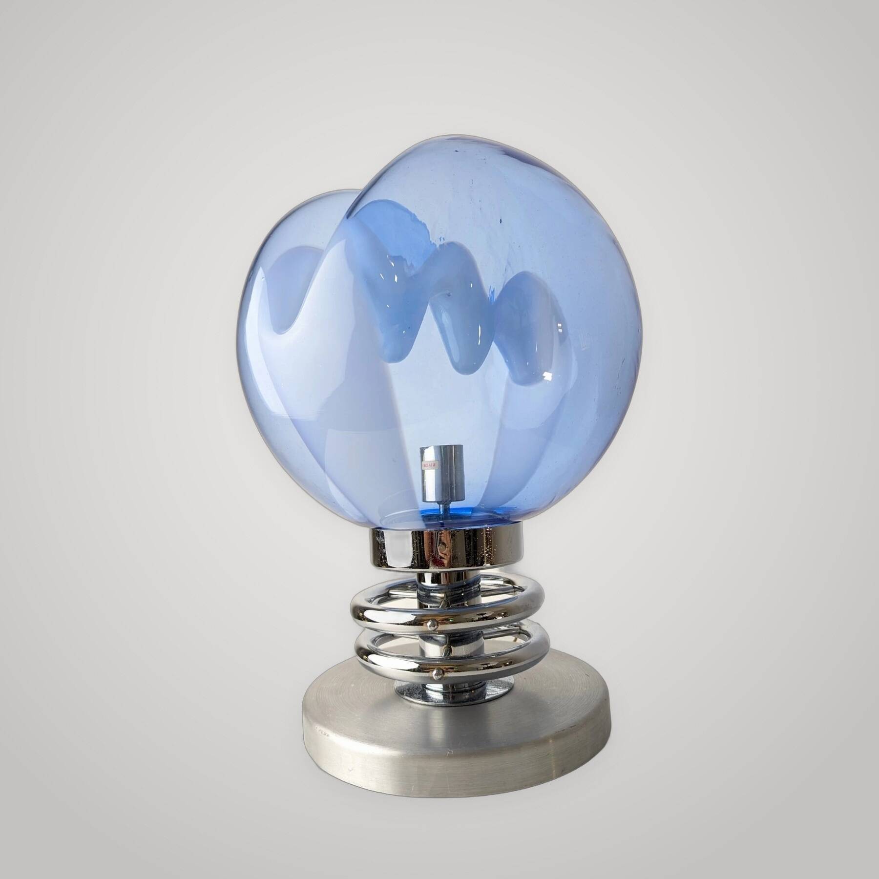 "Membrane" lamp by Toni Zuccheri in blue glass and chrome from Murano year