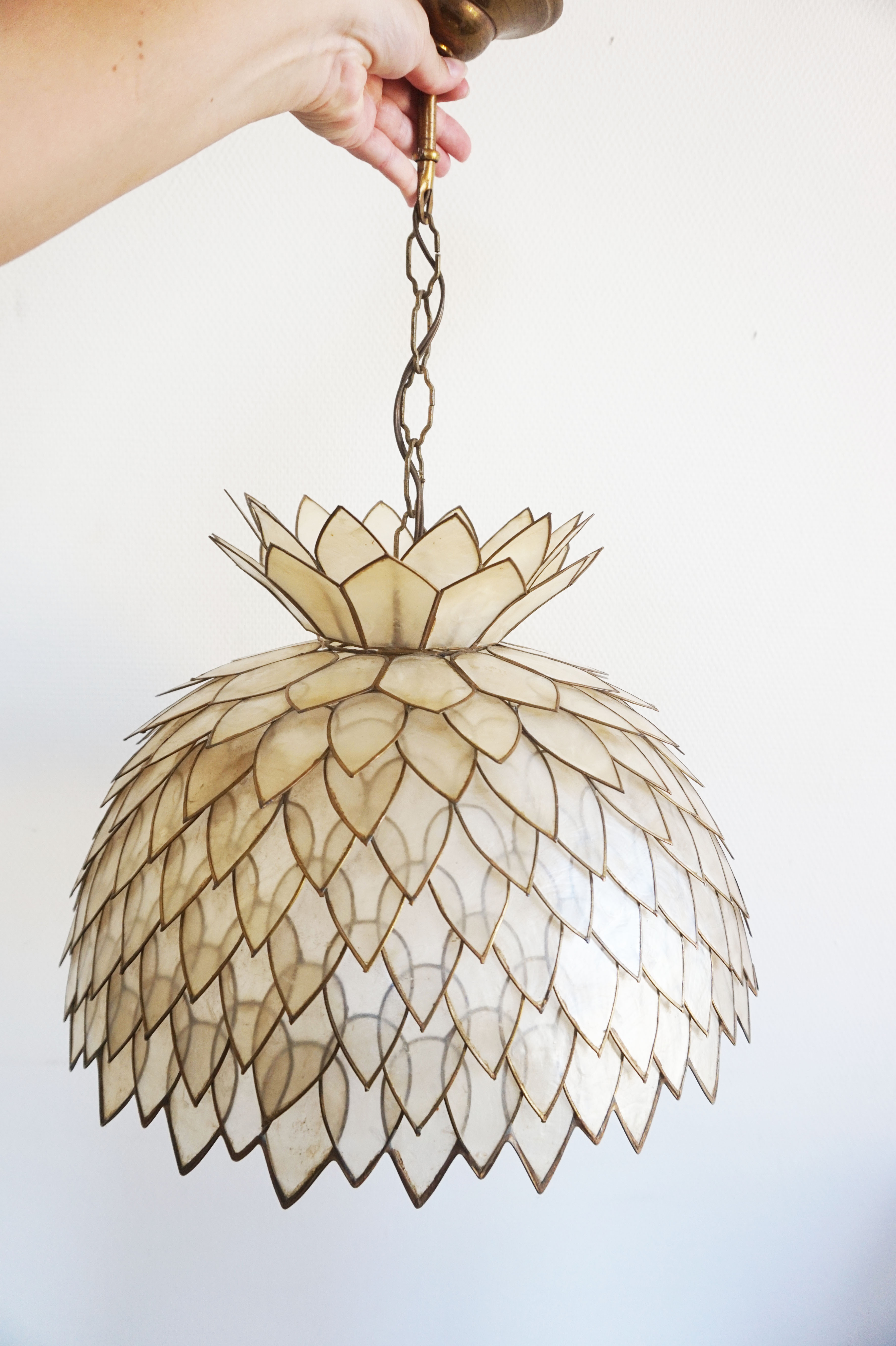 Petal hanging of mother-of-Pearl and brass